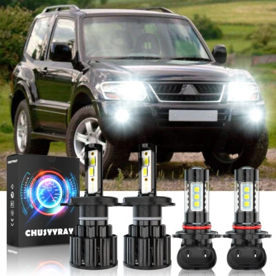 Para Mitsubishi Montero 2001-2006 - 4p lâmpadas de faróis de LED feixe Hi/Lo + luz de neblina - Imagem 1 de 4