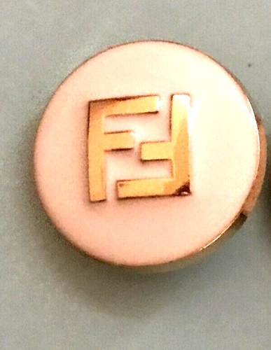 FENDI Button COOL CHIC Metal G & White 23mm FF FENDI Logo button Luxe