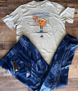 NWT Adidas Boys YXL Navy Blue/Gray BASKETBALL Shirt & Jogger Pants Set XL - Picture 1 of 3