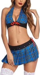 Sexy Women's School Girl Uniform Dress Lingerie Cosplay Costume Outfit Clubwear - Picture 1 of 34