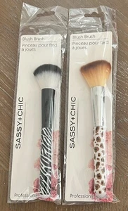 Sassy+Chic Animal Print Blush Brush Lot of 2 “NEW” - Picture 1 of 2