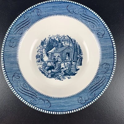 Cuenco Currier y azúcar de arce Ives 1816 vintage azul y blanco 9,25" Foto 1 de 2