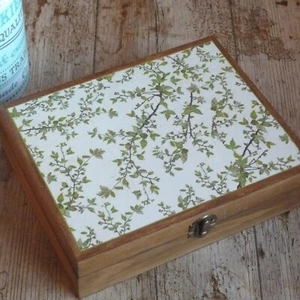 Caja de té de madera. Caja de té de madera rústica chic. Bolsa de té. Caja de joyas de regalo - Imagen 1 de 10