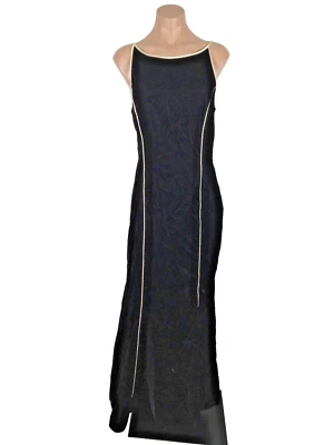 Vintage 90s y2k Prom Evening Dress JESSICA McCLINTOCK Velvet Black White 11/12 - Image 1 of 4