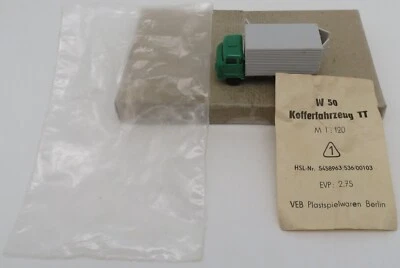 VEB DDR Scala N°1/120 Camion Ifa W50 Con Porte Verde +Sacchetto +Istruzioni - Immagine 1 di 4