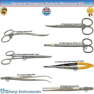 Basic General Surgery Suture Removal Instruments Kit For Human & Veterinary CE - Picture 1 of 12