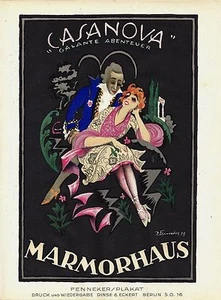 Poster originale d'epoca stampa CASANOVA FILM 1920 Fenneker - Foto 1 di 1
