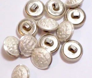 White Silvertone Coat of Arms Buttons Shank Metal New Old 9/16" x 1 Piece Bin B - Picture 1 of 3