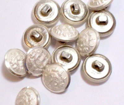 White Silvertone Coat of Arms Buttons Shank Metal New Old 9/16" x 1 Piece Bin B - Image 1 of 3