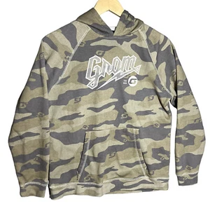 G Grom Boys Camo Hoodie Sweatshirt Size Medium Fleece Lined Hooded Logo Pockets - Picture 1 of 10