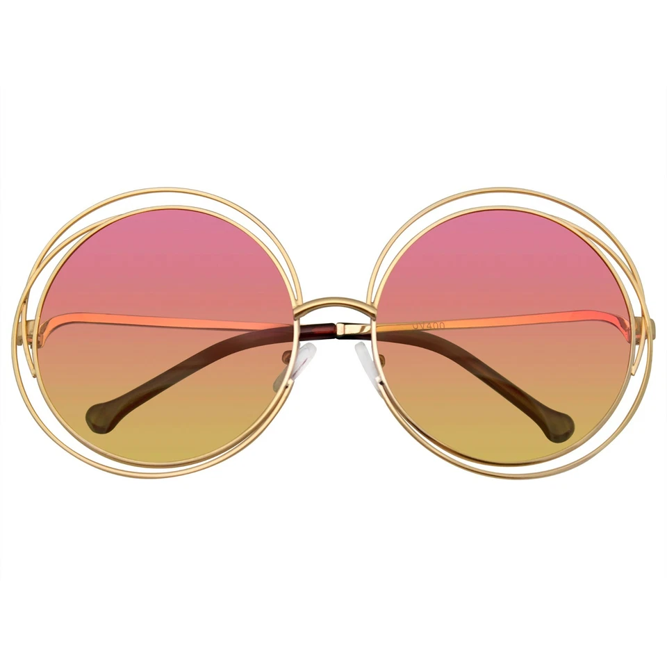 Round Sunglasses Double Wire Big Oversize Boho Circle Lens Sunglasses Retro - Image 1 of 1