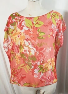 Übergröße Poncho Style Top, orange/rot/weiß, ärmellos, geblümt, M. L-1X, 1X-2X - Bild 1 von 6