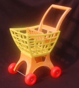 Carrito de compras Tuff Stuff ~ naranja y amarillo, juego de comestibles ~ Mattel 1972 ~ de colección - Imagen 1 de 5