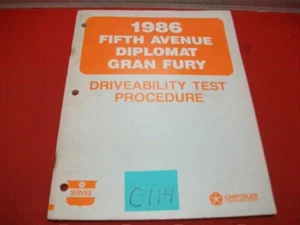Chrysler Plymouth Dodge 1986 procedimiento de prueba de conducción manual Gran Fury++ #2 - Imagen 1 de 5