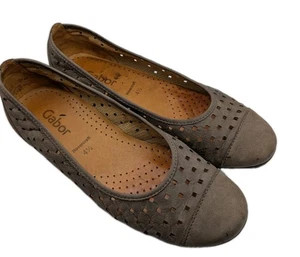 Gabor Hovercraft Damen-Ballerinas taupe Wildleder flach Cut-Out Größe UK 4,5 - Bild 1 von 9