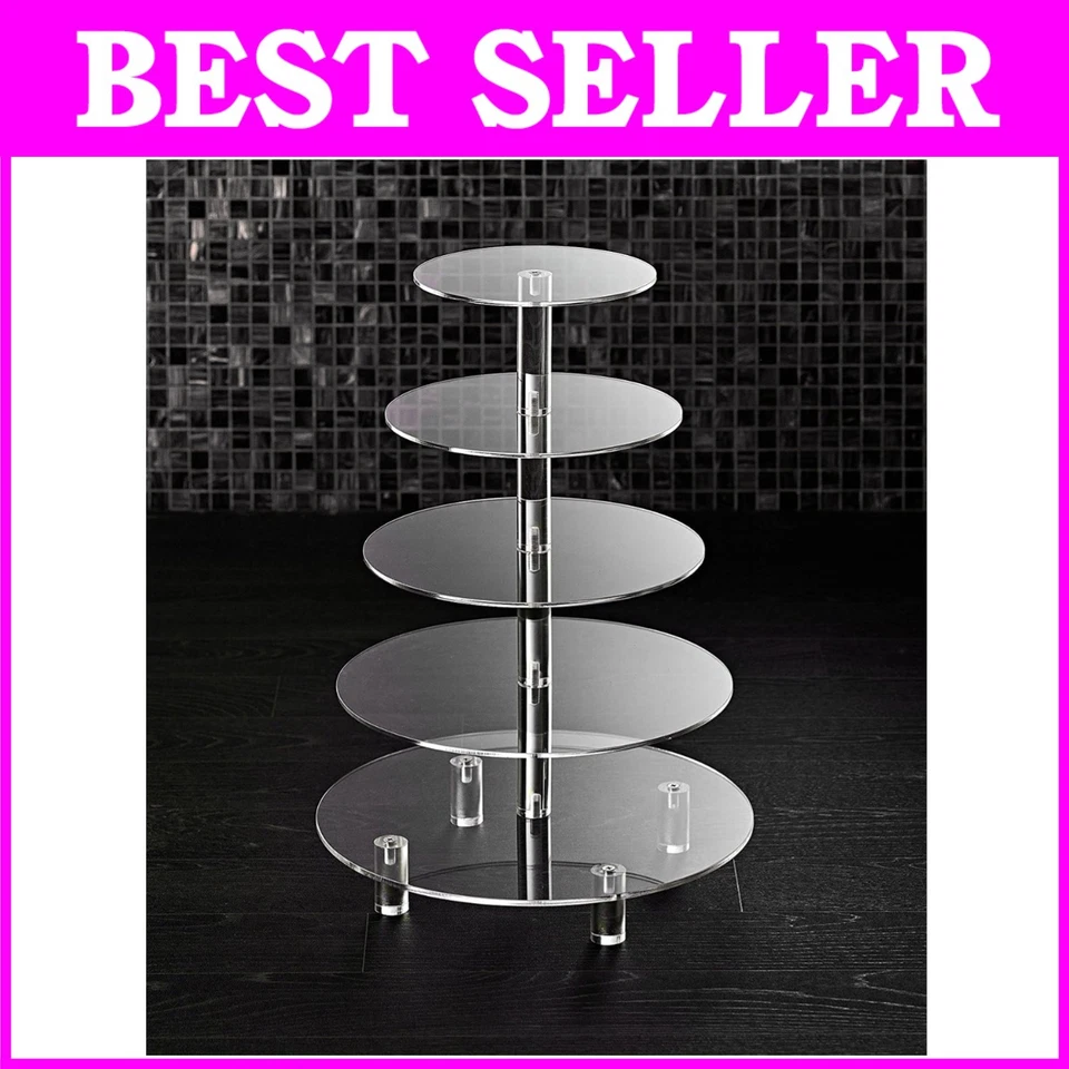 Hayley Cherie 5-tier Round Cupcake Stand - Acrylic Tiered Cake Dessert or Tower