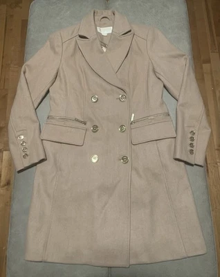 Michael Kors Womans Beige Wool Cashmere Silk Blend Belted Peacoat NWOT Size 8 - Image 1 of 4