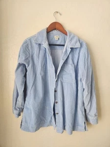 LL Bean Baby Blue Corduroy Button Up Jacket Women's Size Medium Shacket Vintage  - Picture 1 of 9