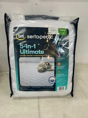 New Sertapedic 5-in-1 Ultimate Quilted Comfort & Protection Matress Pad Queen - Image 1 of 3