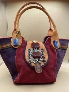 MARY FRANCES Colorful Boho Hippie Satchel Purse Leather Embellished Beads  - Picture 1 of 22