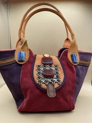 MARY FRANCES Colorido Boho Hippie Cartera Cuero Adornado Cuentas Rojo Foto 1 de 4