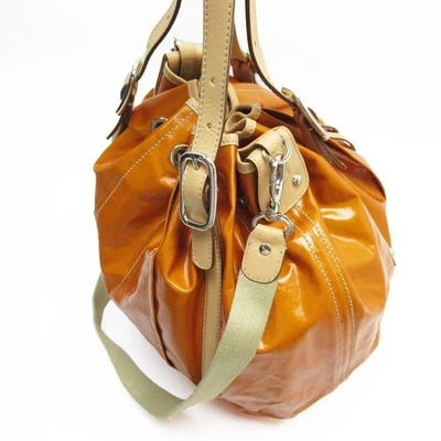 Tod's Tote Bag Shoulder Bag Orange PVC Coating Canvas Silver Hardware - Image 1 of 4