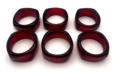 Juego de 6 servilleteros cuadrados redondeados de vidrio artístico soplado rojo rubí Foto 1 de 4