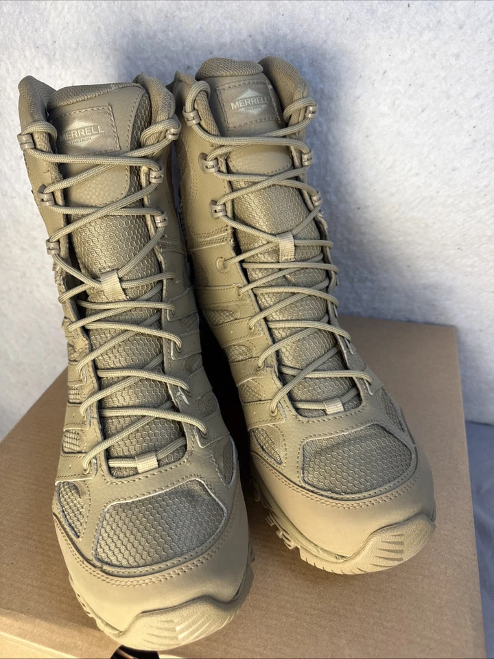 Merrell Men's Size 10.5 Moab 3 8" Tactical Zip Waterproof Boot Coyote J004107