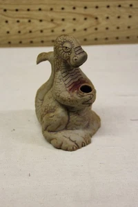 Dinosaur Ceramic Signed by Artist Incense Art Pottery Flat Earth Incense Crystal - Picture 1 of 8