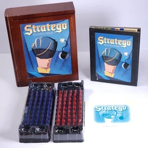 Vintage Game Collection Stratego Wooden Box Bookshelf Complete 2005 Board Game - Picture 1 of 9