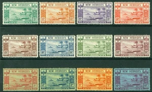SG 52-63 New Hebrides 1938. 5c-10f set of 12. Fine unmounted mint CAT £325 - Picture 1 of 1
