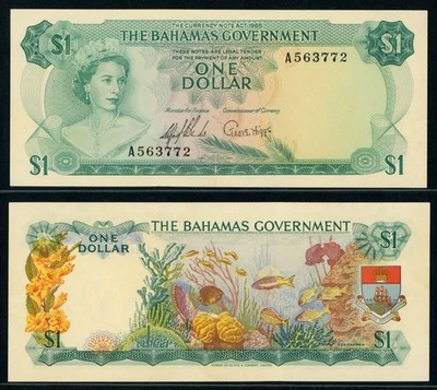 L1965 Bahamas One Dollar Queen Elizabeth II Signed Sands & Higgs About New 55PPQ - Image 1 of 3