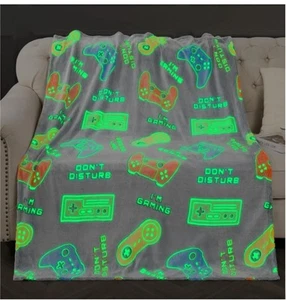 Blanket Gamer Plush Premium Fuzzy Solt Glow In The Dark Novelty 60x50" New - Picture 1 of 3