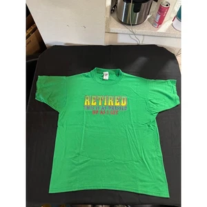 Vintage Retired T-Shirt Funny Graphic Tee Men's XL Green - Picture 1 of 7