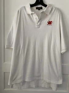 Country Cotton S Vintage White Polo XXL Short Sleeve W/Red Embroidered Dragon - Picture 1 of 6