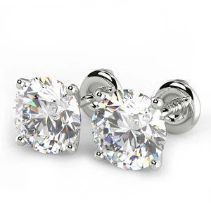 1.44 Ct Round Cut VS1/E Diamond Stud Earrings 14K White Gold - Picture 1 of 6