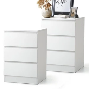 Oikiture Bedside Tables Set of 2 Side Table Storage Cabinet Nightstand White - Picture 1 of 10