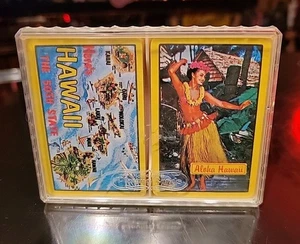 Carte da gioco vintage 2 mazzi Aloha Hawaii Hulu Dancers nuove vecchio magazzino sigillate con custodia - Foto 1 di 2