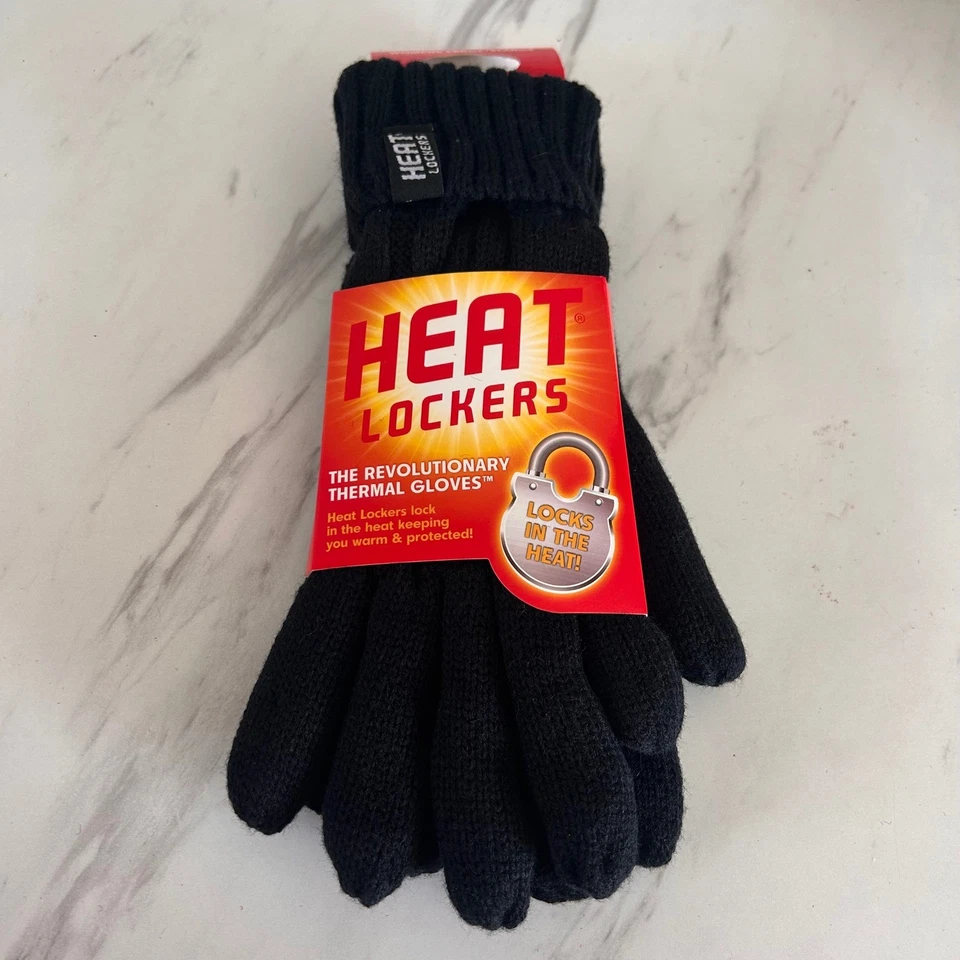 Heat Lockers Black Thermal Knit Gloves Ladies Small/medium