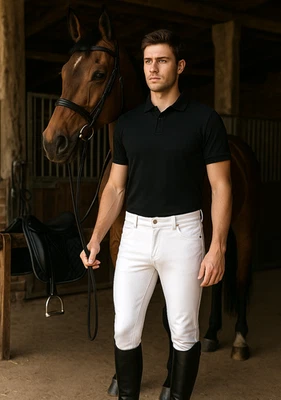 Calça masculina assento completo nova com etiquetas HKM Lan Lorenzo Sports Kingstone tamanho 42 - Imagem 1 de 4