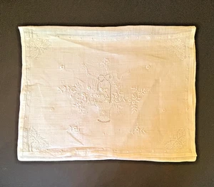 Vintage romantischer Umschlag Kissenbezug weiß Voile Blumenkorb Stickerei Cutwork - Bild 1 von 10
