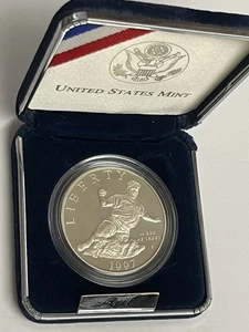 1997 S JACKIE ROBINSON GEDENKMÜNZE SILBER DOLLAR PROOF KOSTENLOSER VERSAND - Bild 1 von 13