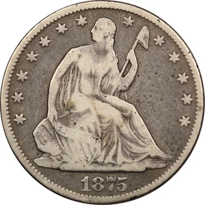 1875-CC Seduto Liberty mezzo dollaro 50C, ottimo stato + - Foto 1 di 2