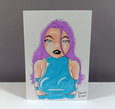 Original PSYLOCKE Pinup Artist Sketch Card 1/1 - David Icon - PSC - ATC - ACEO - Image 1 of 3