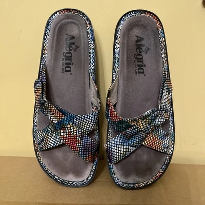 Sandalias ALEGRIA 38 8-8,5 Slides Multi-Floral Serpiente Metálica Foto 1 de 4