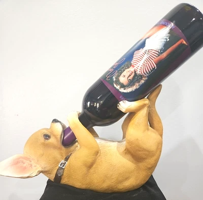 Resin Puppy Dog Chihuahua Wine Bottle Holder 8" - Image 1 of 4