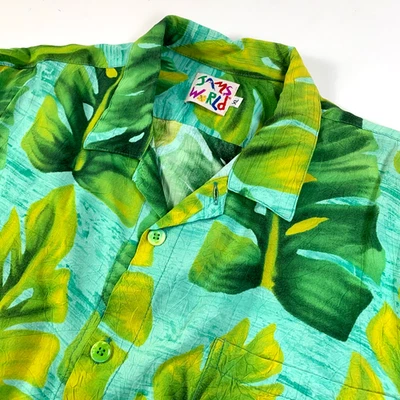 Camisa Hawaiana Vintage Jams World Para Hombre XL Planta Monstera Hoja Floral Playa Foto 1 de 4