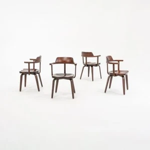 1951 Set of 4 Walter Gropius and Ben Thompson Bauhaus W199 Arm Chairs for Thonet - Picture 1 of 12