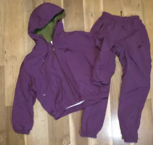 Nike Set Giacca/Pantaloni Donna Viola/Verde Zip Foderati Tuta Pista Tg S - Foto 1 di 22
