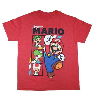 Super Mario Bros - Super Mario & Friends Big Boy's Red T-Shirt NEW - Image 1 of 3